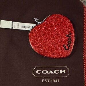 Coach Glittering Red Heart dual sided mirror